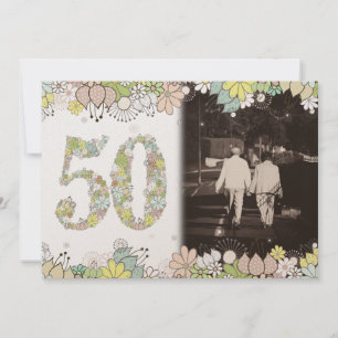 50-års GULD Guldbröllops Foto Inbjudan