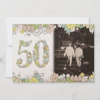 50-års GULD Guldbröllops Foto Inbjudan