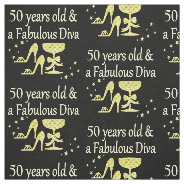 50 ÅRS GULD OCH EN FABULÖS DIVA BIRTHDAG TYG (Provkarta)