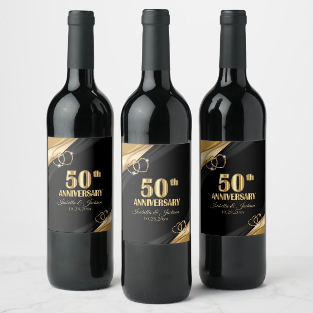 50-års guldjubileum  vinflaska etikett (Flaskor)