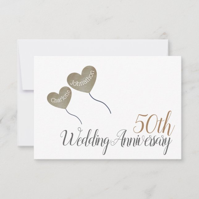 50-års gyllene årsdag hjärtballong tack (Framsida)