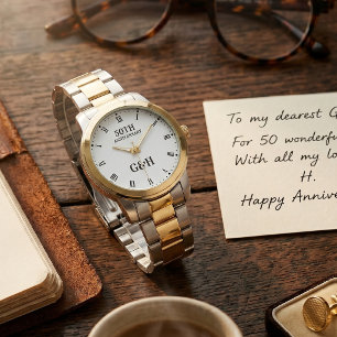 50-års gyllene årsjubileum Elegant Monogram-klocka Armbandsur