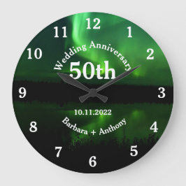 50-års gyllene bröllopsdag Aurora Borealis Stor Klocka