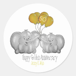 50-års gyllene bröllopsdag elefant  runt klistermärke