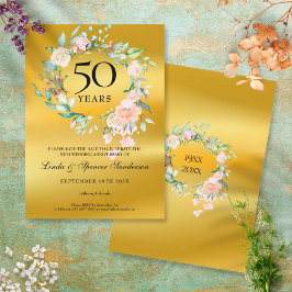 50-års gyllene bröllopsdag Guld Folie Blommig Spara Datumet
