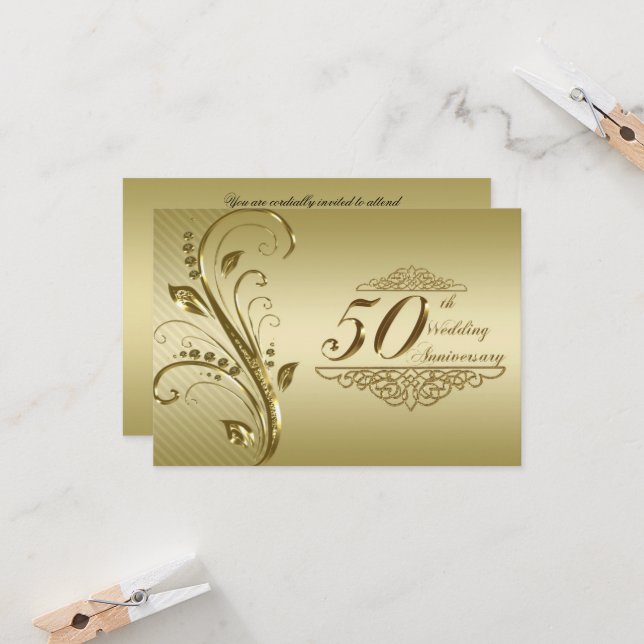 50-års gyllene bröllopsdag RSVP-kort Inbjudningar (Fram/Back In Situ)