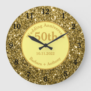 50-års gyllene bröllopsdag Sparkle Guld Glam  Stor Klocka