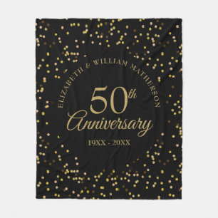 50-års gyllene bröllopsdag svart och guld fleecefilt