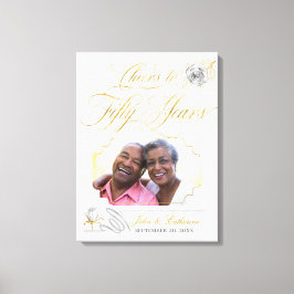 50-års gyllene bröllopsjubileum Foto Guldrosor Canvastryck