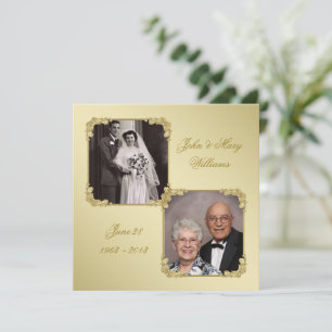 50-års gyllene bröllopsjubileum Foto-inbjudan Inbjudningar