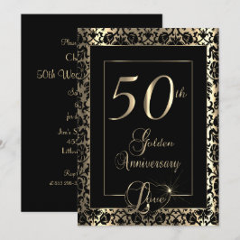 50-års gyllene bröllopsjubileum | Gör-det-själv-te Inbjudningar
