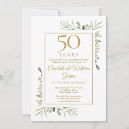 50-års gyllene bröllopsjubileum Grönska 2 Foto Inbjudningar