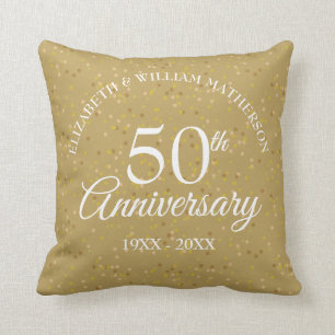 50-års gyllene bröllopsjubileum Guld Konfetti Kudde