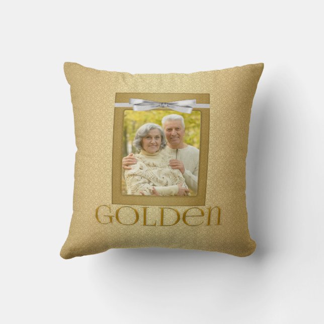 50-års gyllene bröllopsjubileumsfoto kudde (Baksida)