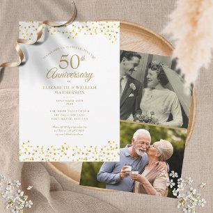 50-års gyllene jubileum Love Hearts 2 Foto Inbjudningar