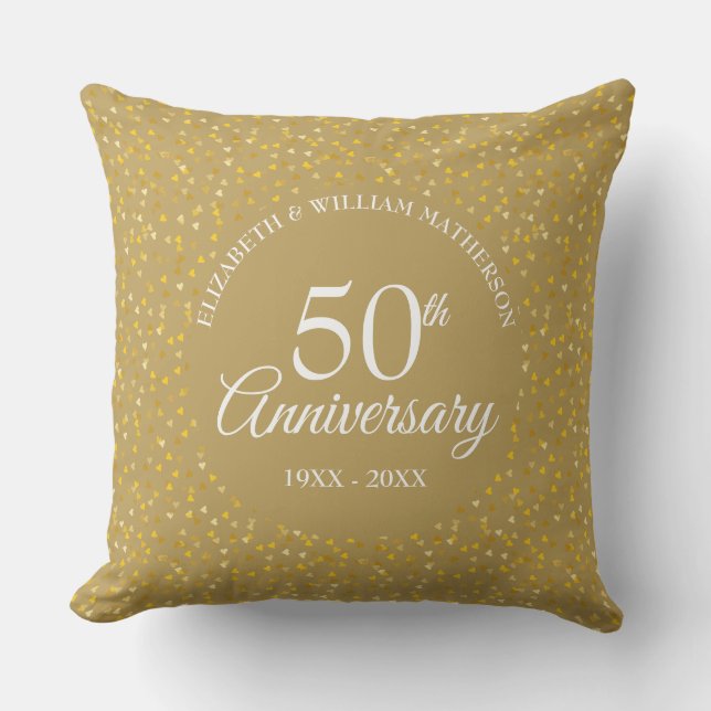 50-års gyllene jubileum Love Hearts Konfetti Kudde (Framsida)