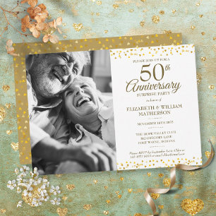 50-års gyllene jubileum överraskningsfest foto inbjudningar