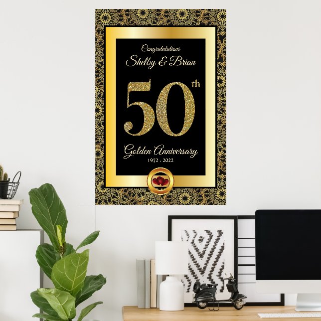 50-års gyllene jubileum välkomstskylt poster (Hemmakontoret)