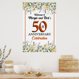50-års gyllene jubileum Välkomstskylt, Vilda blomm Poster