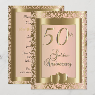 50-års gyllene och rosa bröllopsjubileum Gör-det Inbjudningar