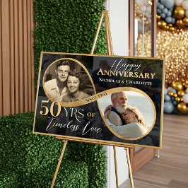 50-års jubileum då och nu guld infinity poster