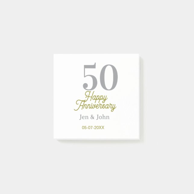 50-års jubileum namn datum silver guld datum  post-it block (Framsida)