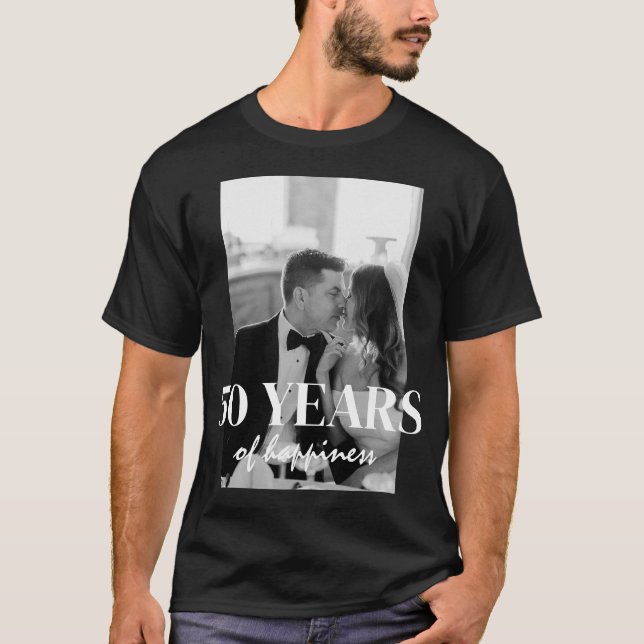 50 Års Lycka Elegant Bröllopsjubileum T Shirt (Framsida)