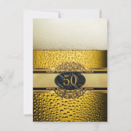 50-års Mans Öl Svart Guld Födelsedagsfest Inbjudningar
