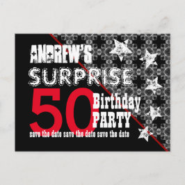 50-års överraskningsfödelsedagsfirande Spara datum Meddelande Vykort
