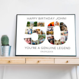 50 års Photo Collage Birthday, party Poster