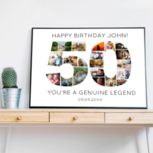 50 års Photo Collage Birthday, party Poster