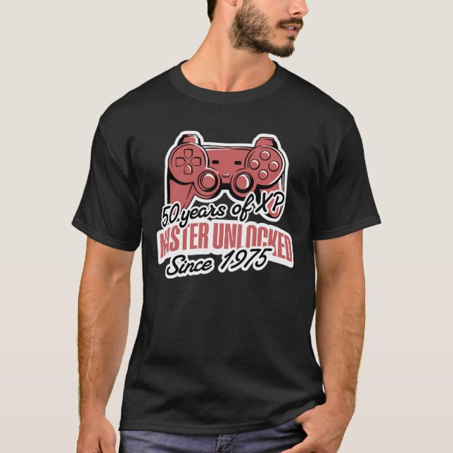 50 års XP Master Unlock Gamer Birthday T Shirt (Framsida)