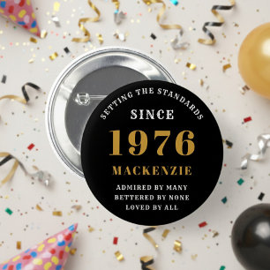 50-årsdag 1976 Elegant Chic Svart Guld Knapp