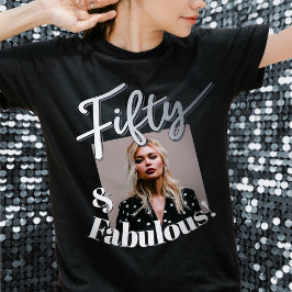 50-årsdag 50 fantastiska silver-skriptfoto t shirt