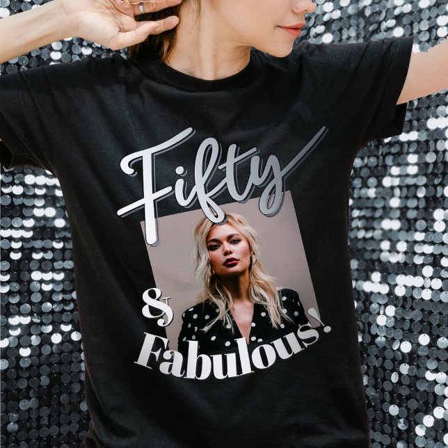 50-årsdag 50 fantastiska silver-skriptfoto t shirt (Skapare uppladdad)