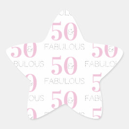50-årsdag 50 och fantastisk Rosa Mönster Stjärnformat Klistermärke