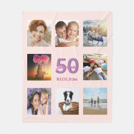 50-årsdag anpassningsbar fotokollage ro guld rosa fleecefilt