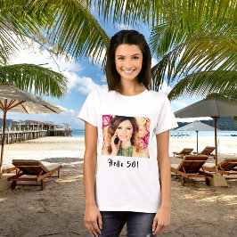 50-årsdag anpassningsbar hej 50 kvinnor t shirt