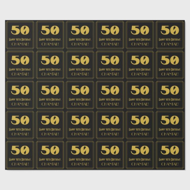 50-årsdag – Art Deco Inspirerad Utseende "50" & Na Presentpapper (Seam)