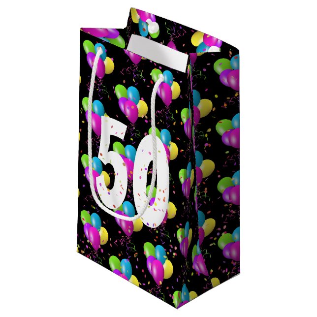50-årsdag ballonger och konfetti (Framsidan Vinklad)