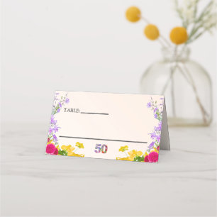 50-årsdag blommigt modern 50 år party elegant placeringskort