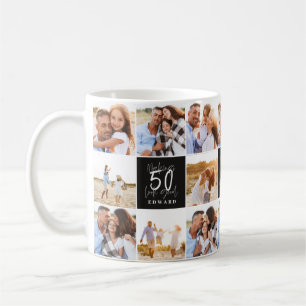 50-årsdag bra chic för svart fotokollage kaffemugg