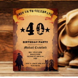 50-årsdag cowboygammal papper häst som rider party inbjudningar