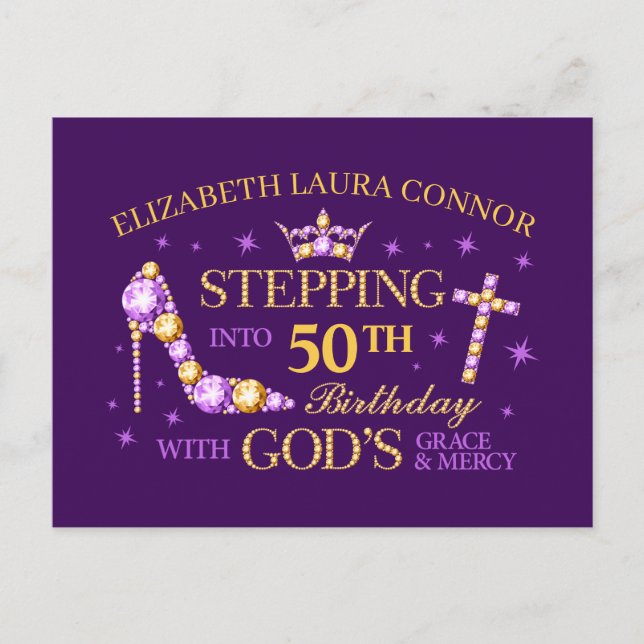 50-årsdag, damer, kristen vykort (Framsida)