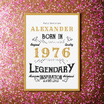 50-årsdag Född 1976 Vit Guld Legend Inbjudningar<br><div class="desc">För de som är födda 1976 och firar sin 50-årsdag har vi den perfekta födelsedagsinbjudan med en vintagekänsla. Den vita bakgrunden med en svart och guld vintage typografidesign är enkel och ändå elegant med en retro-känsla. Anpassa enkelt texten för denna födelsedagspresent med hjälp av den tillhandahållna mallen.</div>