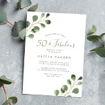 50-årsdag för eukalyptus elegant party inbjudningar<br><div class="desc">Minimalistisk,  enkel,  modern eucalyptus foliage lämnar kvinna femtio och Fabulous femtionde födelsedagsfest inbjudan.</div>