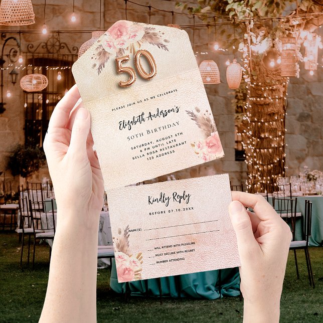 50-årsdag för pampas, ro rosa blommigt OSA (Skapare uppladdad)