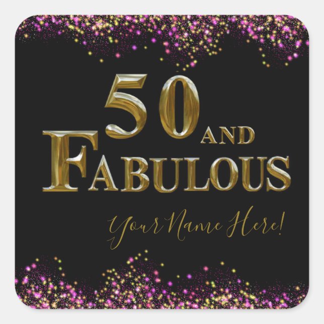 50-årsdag  fyrkantigt klistermärke (Framsida)