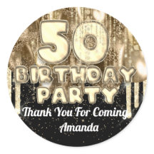 50-årsdag Guld BALLONGER Tack för namn