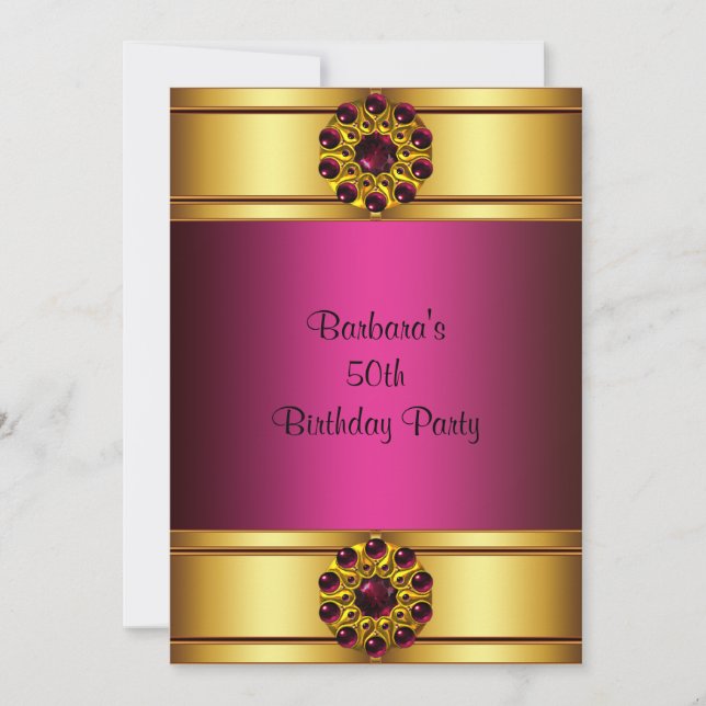 50-årsdag Guld Ruby Rosa 50-årsfirande Inbjudan (Framsida)